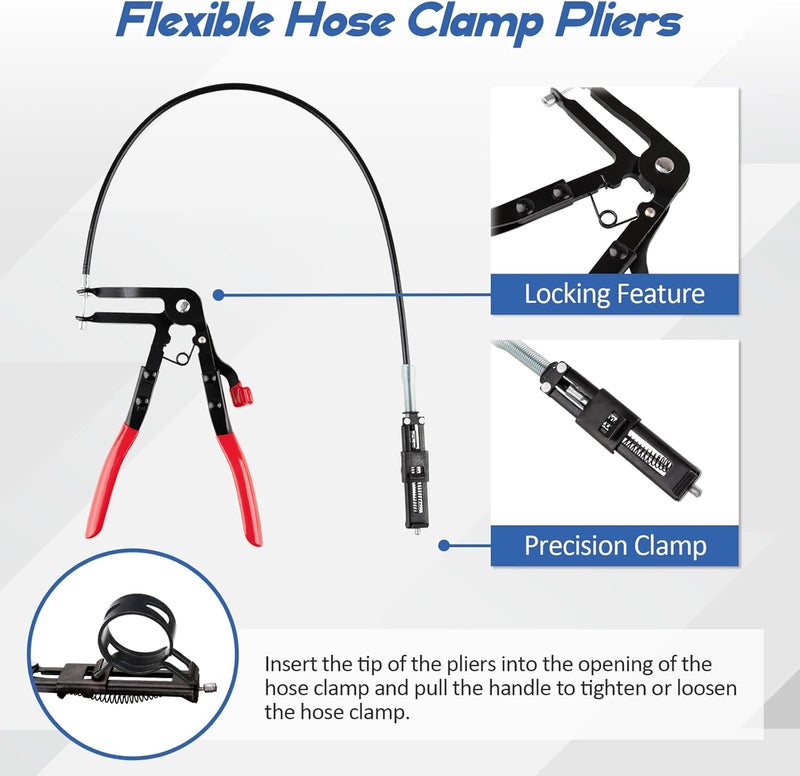 ppkbbeb 9PCS Hose Clamp Pliers Set, Hose Clamp Removal Tool for Automotive, Flexible Removing Clamps Pliers Automotive for Coolant Radiator Heater and Water Hose - Image 3